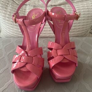 Authentic Saint Laurent Tribute High Heels in Barbie Pink Patent Leather